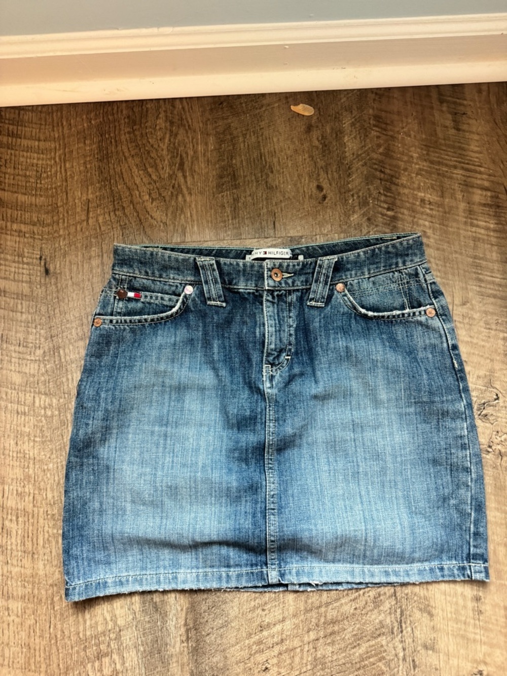 Tommy Hilfiger Light Blue Washed Denim Mini Skirt